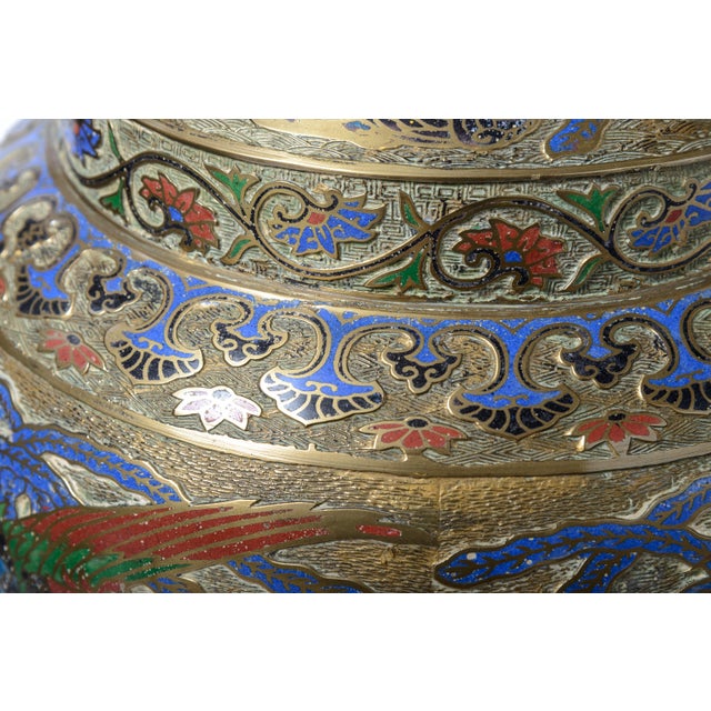 Bronze Urn With Cloisonne For Sale - Image 11 of 14