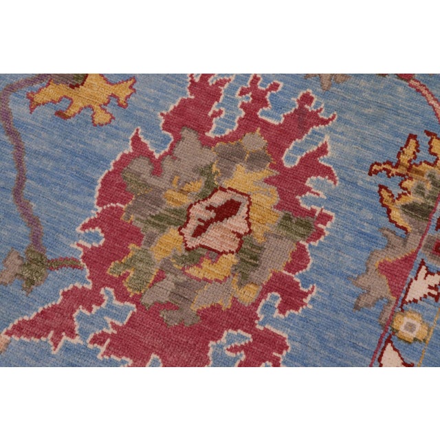 Boho Chic Oushak Breanne Blue/Rust Wool Rug - 9'0'' X 12'0'' For Sale - Image 4 of 8