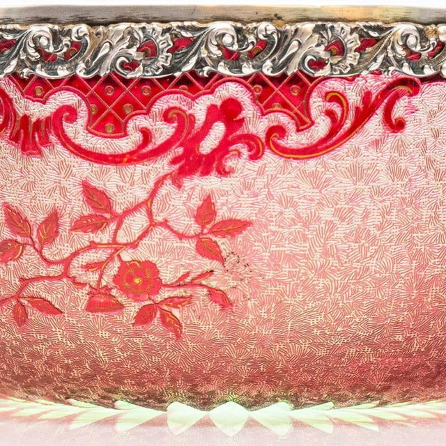Baccarat Pattern Bright Crimson Acid Etched Bowl, France, 1900s For Sale - Image 3 of 11