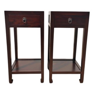 Pair of Asian Elm Accent Tables For Sale