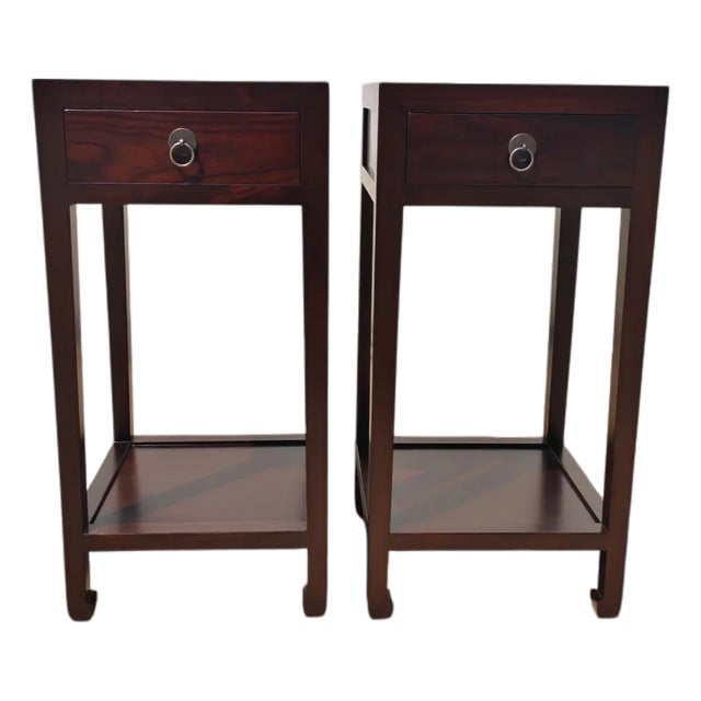 Pair of Asian Elm Accent Tables For Sale