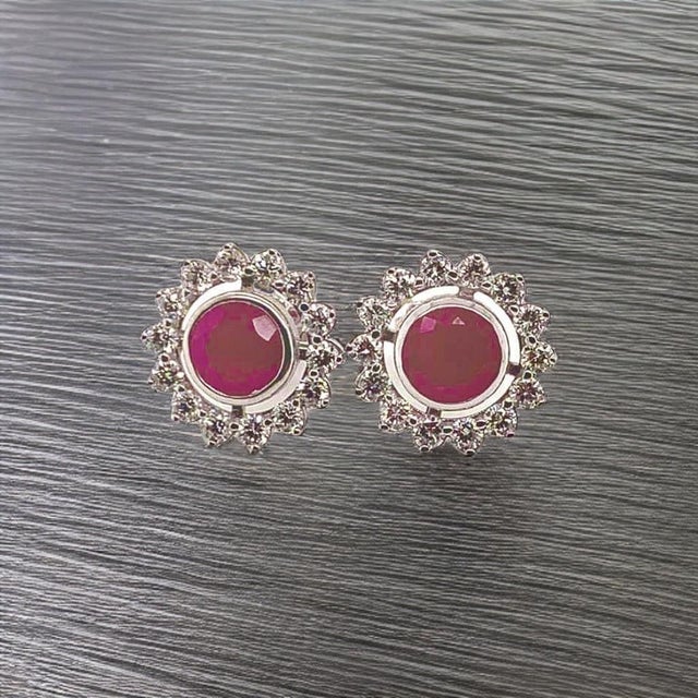 Diamond Ruby Earrings 14k Gold 2.07 TCW Certified For Sale In New York - Image 6 of 16