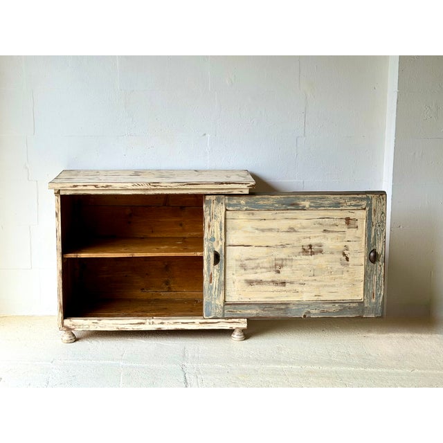 Rustic Distressed Wooden Cabinet with Storage Shelf, 1960s For Sale - Image 11 of 14
