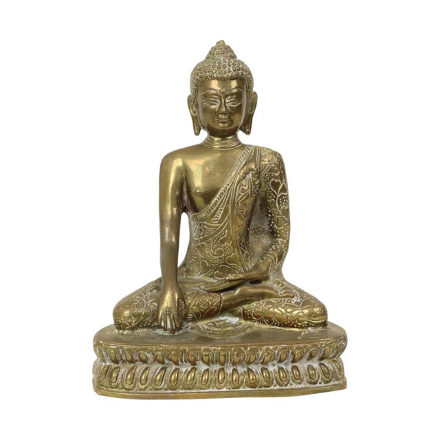 Unknown, Seated Buddha Statue Sculpture, Brass For Sale - Image 10 of 10