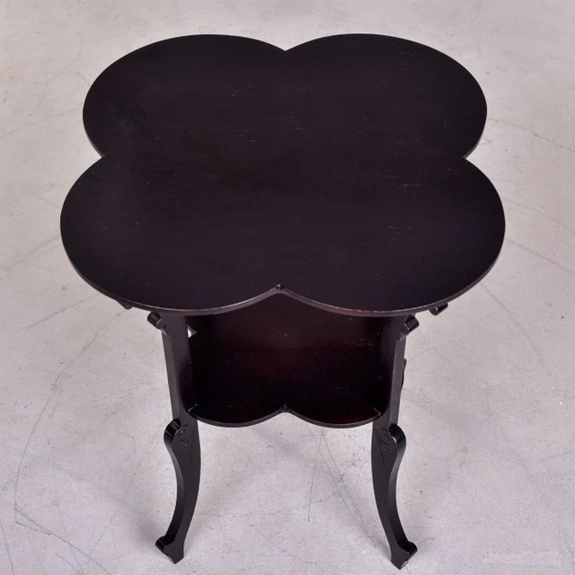 Wood French Art Deco Black Scalloped Quatrefoil Top Side Table For Sale - Image 7 of 12