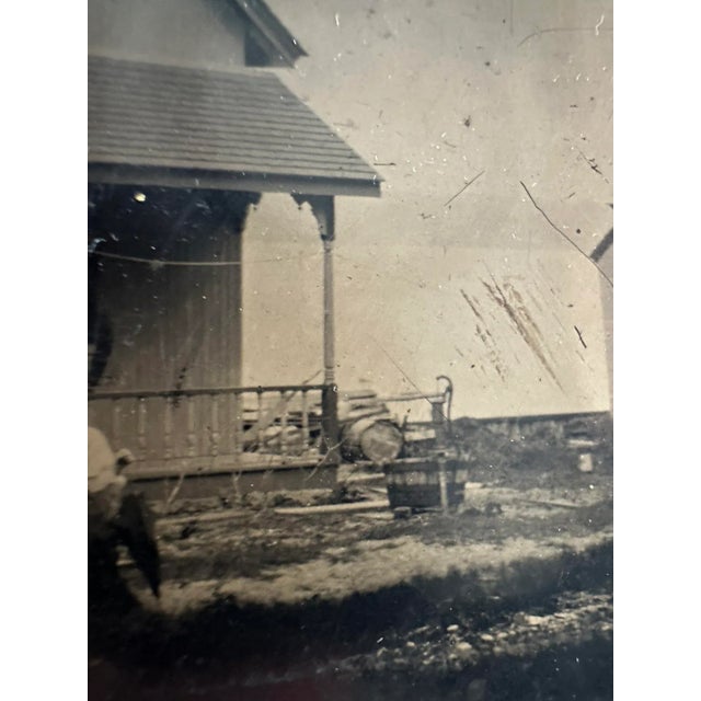 Tan Antique Tintype Group Portrait at "Sunny Side Cottage," Circa Late 19th Century For Sale - Image 8 of 10