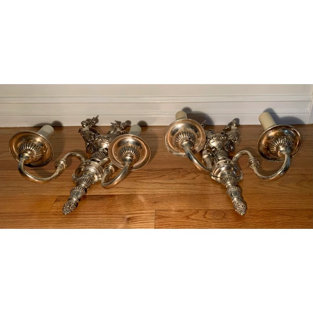 Early 20th Century Silver Plated Wall Sconces - a Pair For Sale - Image 11 of 13