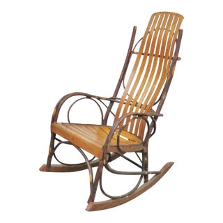 Mid 20th Century Adirondack Oak Bentwood Rocker For Sale