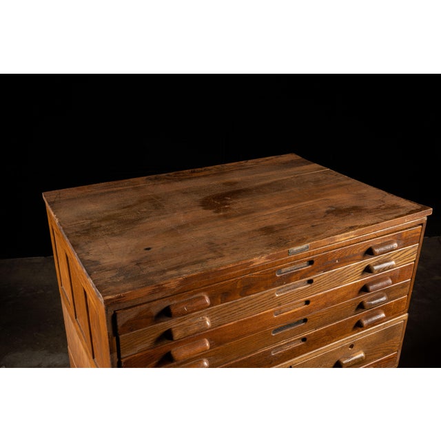 Wood Industrial Antique Four Section Flat File by Hamilton For Sale - Image 7 of 12