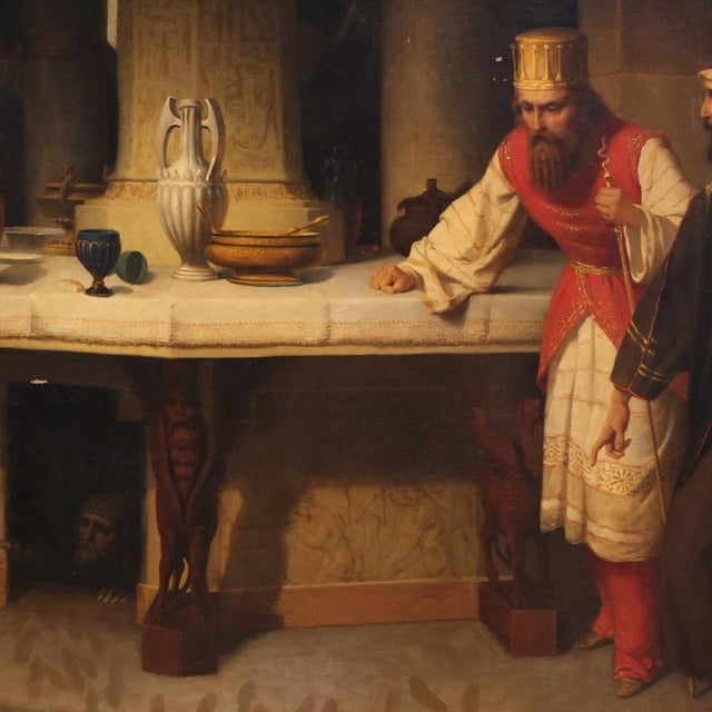 Carlo De Notaris, The Prophet Daniel Reveals the Deceit of the Priests of Baal to Cyrus, 1880, Oil on Canvas For Sale - Image 15 of 16