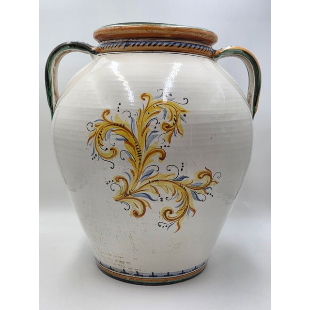 Ceramic Amazing Rare Antique XL Mid 19th C Italian Majolica Olive Oil Jar Heraldic Lions Hand Painted For Sale - Image 7 of 18