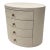 Kathy Kuo Beatrice Modern Classic Cream Painted Linen Oval Nightstand For Sale