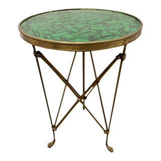 Late 20th Century Faux Malachite Side Table For Sale