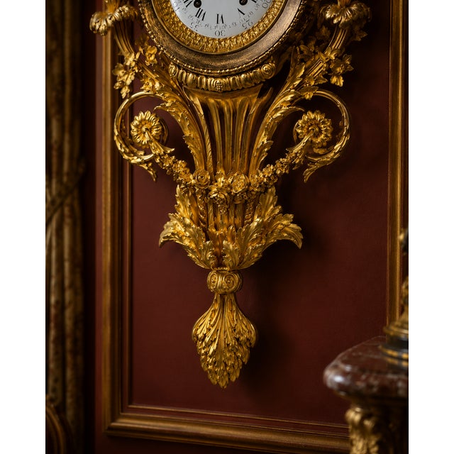19thC Coeur Paris Louis XVI Gold Bronze Cartel Clock For Sale - Image 4 of 16