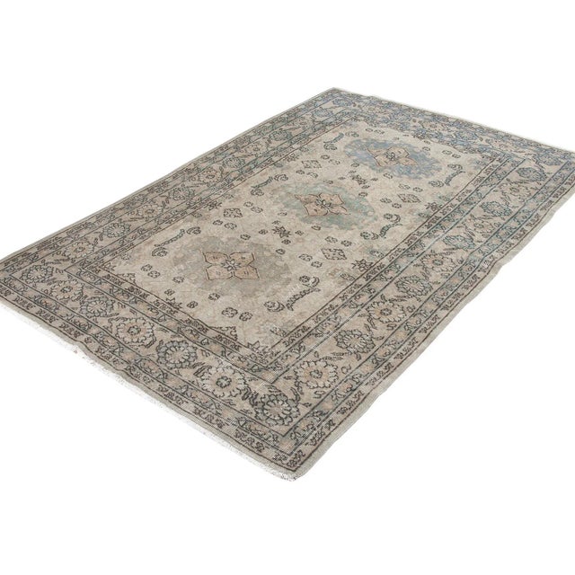 Mid-Century Modern Vintage Decorative Turkish Oushak Rug For Sale - Image 3 of 6