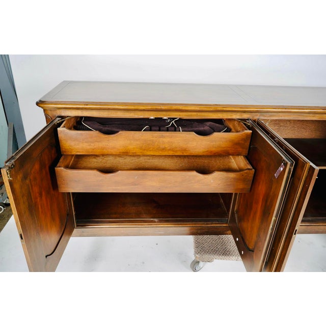 Baker Furniture Company Monumental Baker Furniture French Provincial Style Walnut Buffet Sideboard, 4-Door Carved Credenza, Circa 1960–1975 For Sale - Image 4 of 12