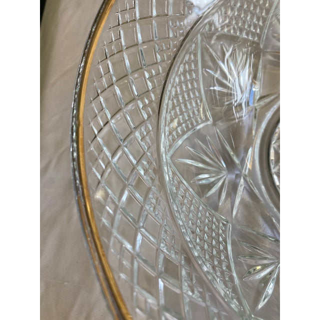 Mid 20th Century Luminarc Diamond-Cut Crystal Serving Bowl With 18k Gold Rim For Sale - Image 9 of 10