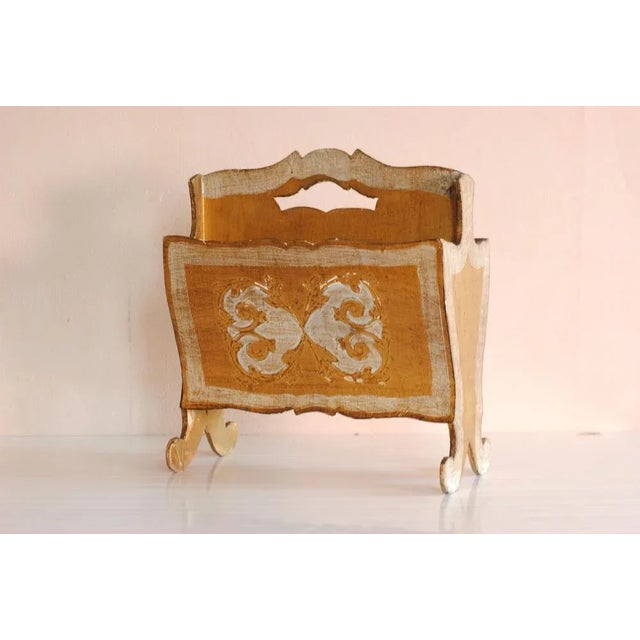 Vintage Wooden Florentine Magazine Rack, 1950s For Sale - Image 9 of 9
