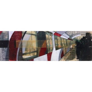 Subway by Justin Wheatley | Mixed (photo, collage, acrylic) on panel abstract urban scene For Sale