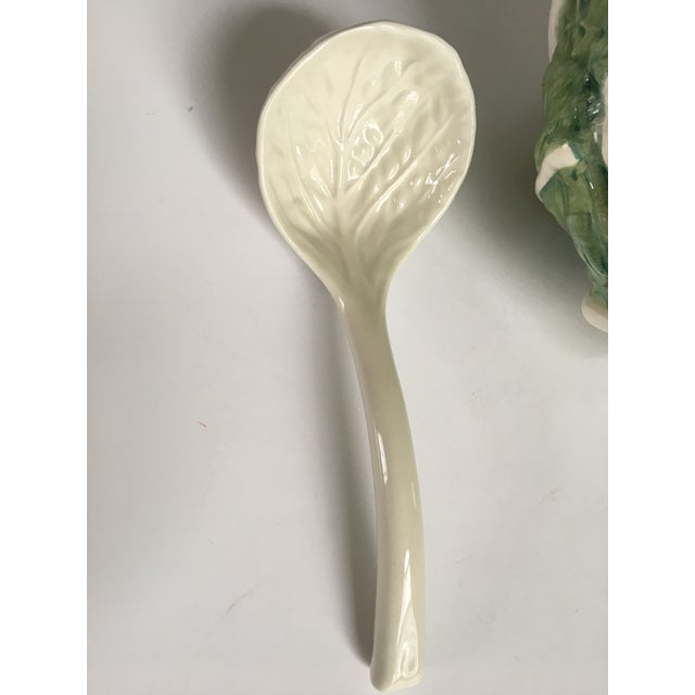 Late 20th Century Majolica Cauliflower Shaped Soup Tureen & Ladle, Made