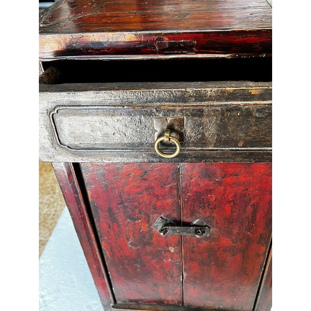 Wood Antique Chinese Country Cabinet Night Stand With Patina For Sale - Image 7 of 8