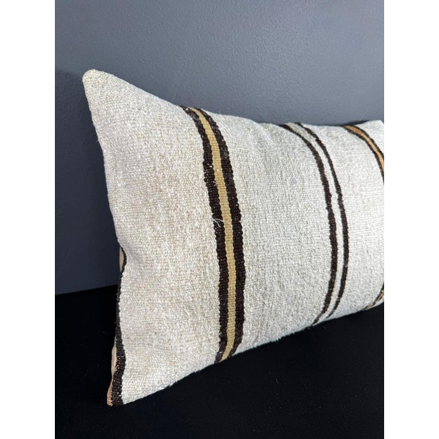 Contemporary Turkish Hemp Pillow Cushion Natural Beige Brown Pillow Cushion Cover 16" x 24" For Sale - Image 3 of 4