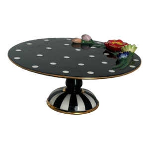 Mackenzie-Childs Small Ceramic Pedestal With Floral Decoration