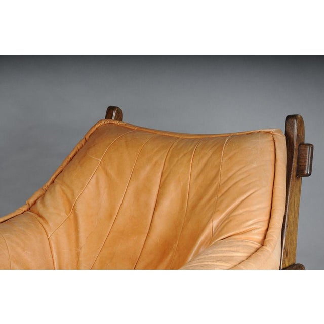 1960s Vintage Lounge Chairs in Leather and Oak from Maison Regain, France, 1960s, Set of 2 For Sale - Image 5 of 18