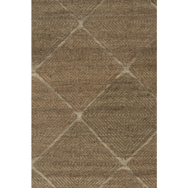 Rug & Kilim’s Scandinavian Kilim style Hemp rug in Beige-Brown Diamond Patterns - 3x12 For Sale In New York - Image 6 of 7