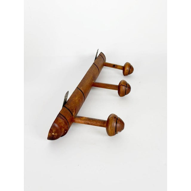 French Provincial Brown Wooden Coat Rack, France, 1930s For Sale - Image 4 of 12
