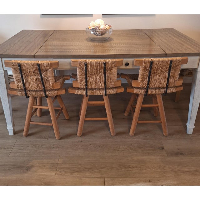 Mid-Century Victor Courtray Style Woven Swivel Dining Chairs - Set of 3 For Sale - Image 9 of 9