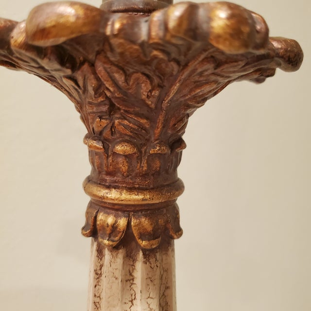 Alabaster Vintage Hollywood Regency Table Lamp With Alabaster Orb and Bronze Accents For Sale - Image 8 of 9