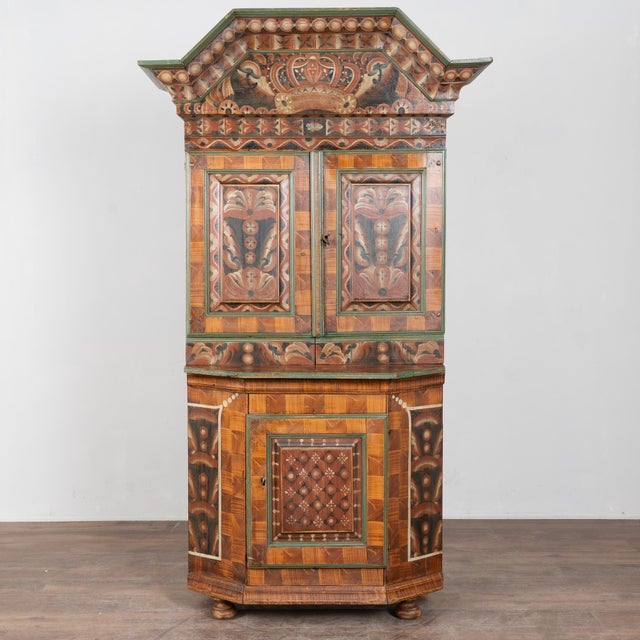 Folk Art 18th-Century Original Hand-Painted Swedish Dalarna Cabinet Dated 1797 For Sale - Image 3 of 17