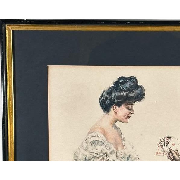 Black Antique Howard Chandler Christy a Winning Hand Framed Edwardian Society Art Print For Sale - Image 8 of 12