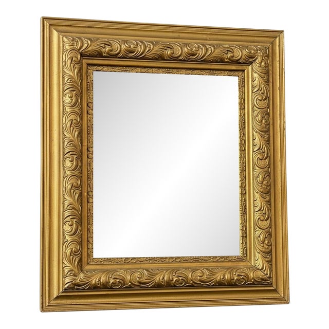 Antique Gilded Gold Mirror-Ornate Victorian Frame-Wall-Vintage-Carved-French For Sale