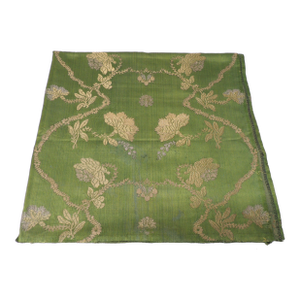 18th C. Green & Gold French Silk Brocade Embroidery Textile Panel