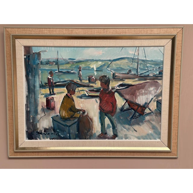 Nils Sewerin, Harbour, 1950s, Oil Painting on Canvas, Framed For Sale - Image 10 of 18