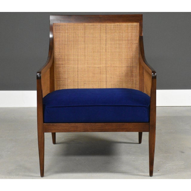 1960s Kipp Stewart for Directional Walnut and Cane Lounge Chair For Sale In Boston - Image 6 of 8