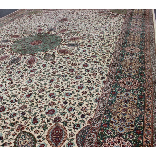 Ornate and refined vintage Persian Fine Tabriz rug with medallion design Colorful Tabriz vintage rug from Persia with...