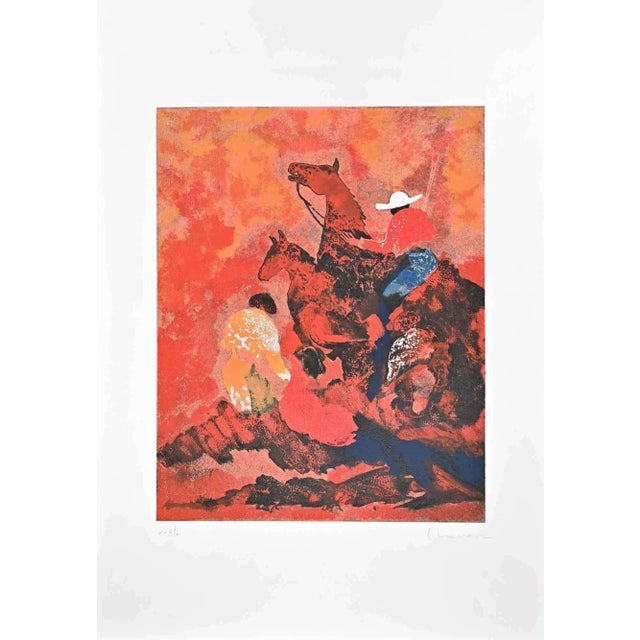 José Guevara, Bullfight, Original Lithograph, 20th-Century For Sale - Image 4 of 4