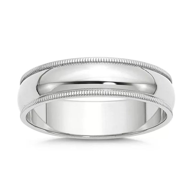 The School of Paris 6MM WIDE MILGRAIN EDGE Platinum Plain Wedding Band Ring 8.8 Grams, COMFORT FIT For Sale - Image 3 of 18