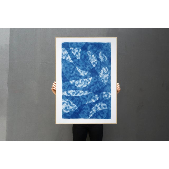 2021 "Misty Underwater Shapes" Contemporary Cyanotype on Watercolor Paper For Sale In Miami - Image 6 of 11