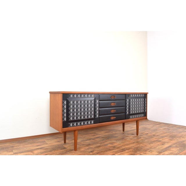 Black Mid-Century Modern Op-Art Hand-Painted Teak Sideboard by Gustav Bahus, 1960s For Sale - Image 8 of 14