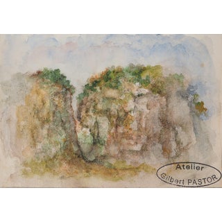 Gilbert Pastor, Breach Hidden by Plants, Original Signed Watercolor For Sale