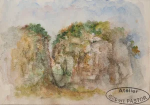 Gilbert Pastor, Breach Hidden by Plants, Original Signed Watercolor