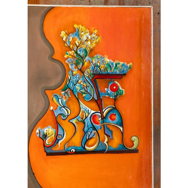 Mid-Century Modern Mid-Century Modern Abstract Painting "Pretentious Doodle" by Adrian Siegel For Sale - Image 3 of 10