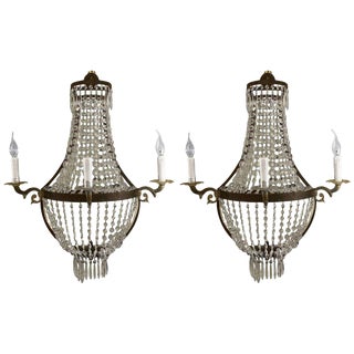 Timothy Oulton Empire Niermann Weeks Style Three-Light Sconces - a Pair For Sale