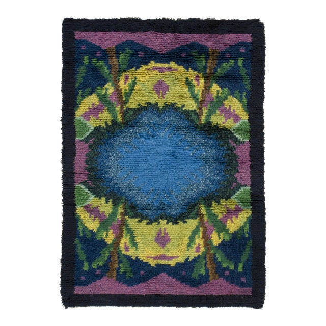Vintage Swedish Rya Wool Rug With Abstract Design by Rug & Kilim, 1950-1959 For Sale