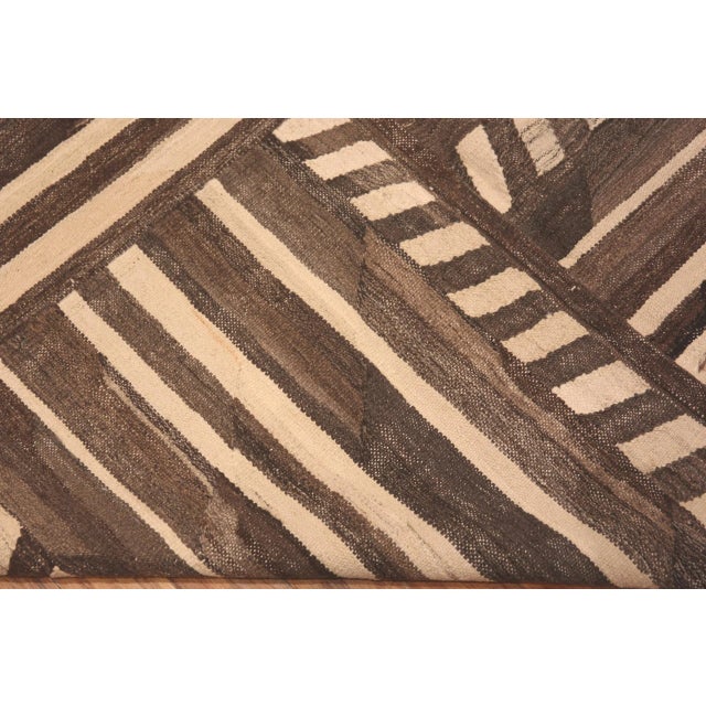 Early 21st Century Nazmiyal Collection Modern Brown and Cream Kilim Rug For Sale - Image 5 of 6