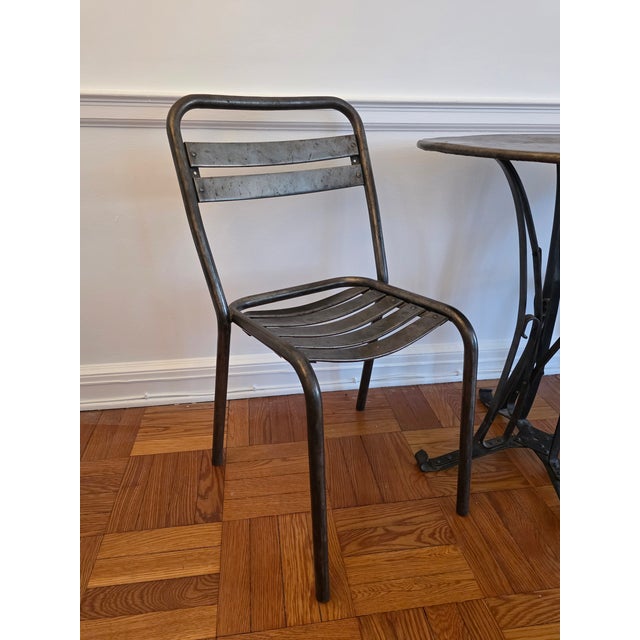Vintage French Industrial Bistro Table & Chairs For Sale - Image 9 of 13